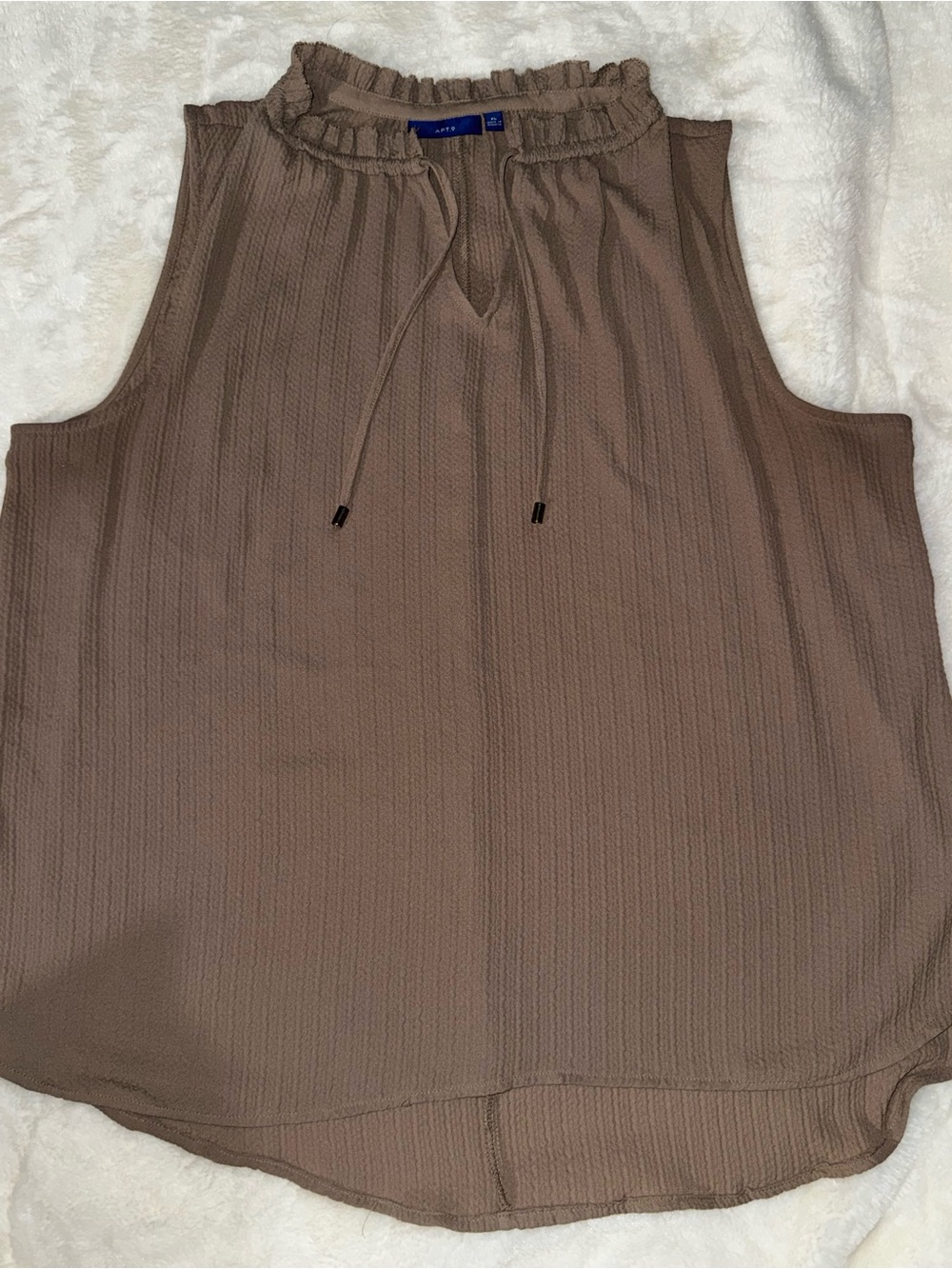 Apt. 9 Taupe Ruffle-Neck Sleeveless Blouse